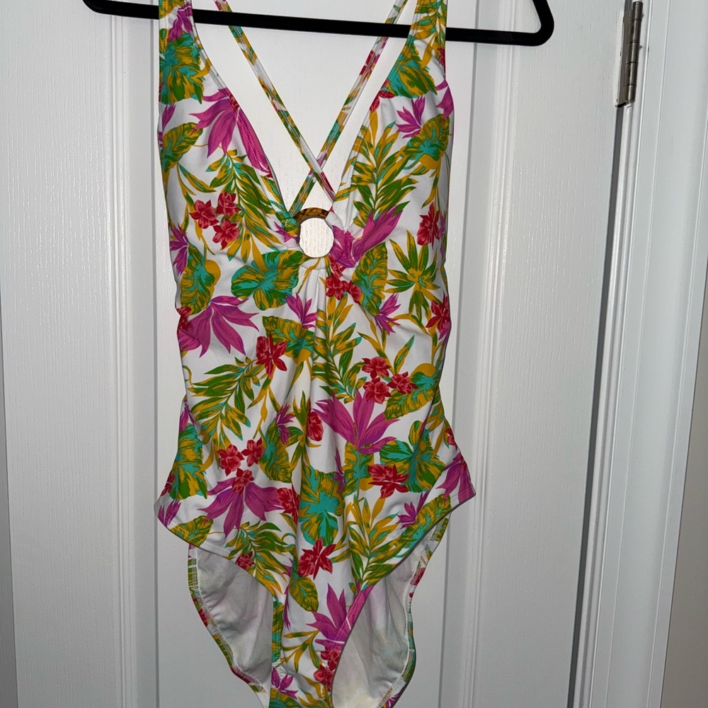 SZ XL. Into The Bleu Floral One-Piece Swimsuit